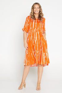 Hayley Orange Abstract Print Dress