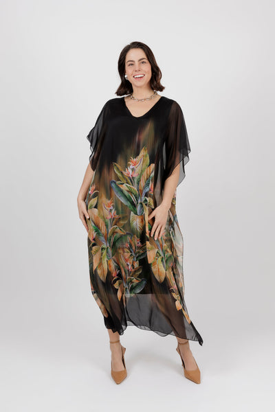 Turin Kaftan Dress Black