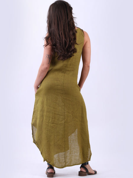 Eva Sleeveless Linen Dress Mustard