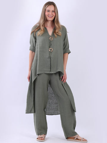 Lia Linen Pants Khaki
