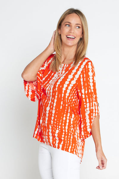 Paula Abstract Print Top Orange