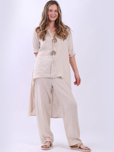 Lia Linen Top Beige