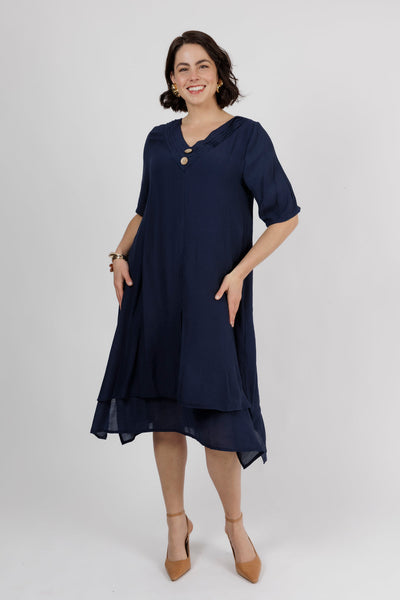 Kim Half Sleeve Dress Navy