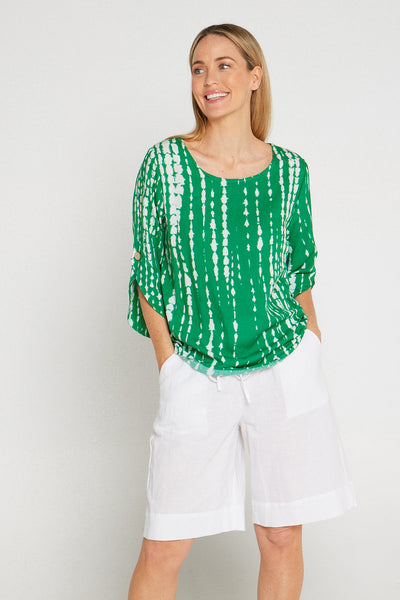 Paula Abstract Print Top Green