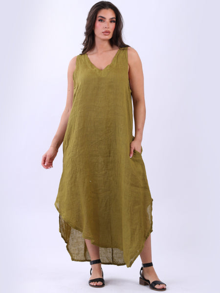 Eva Sleeveless Linen Dress Mustard