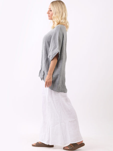 Farida Linen Top Grey
