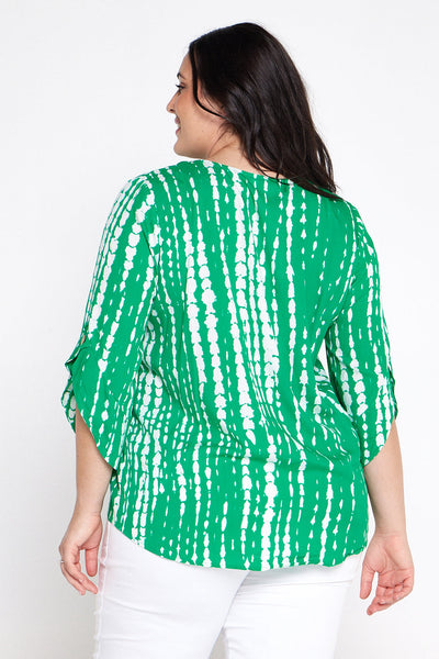 Paula Abstract Print Top Green