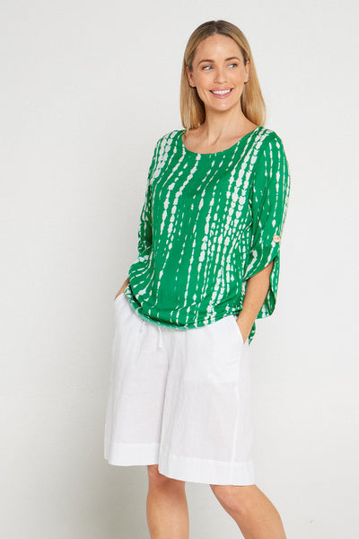 Paula Abstract Print Top Green