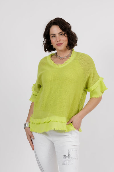 Dora Mesh Cotton Top Lime