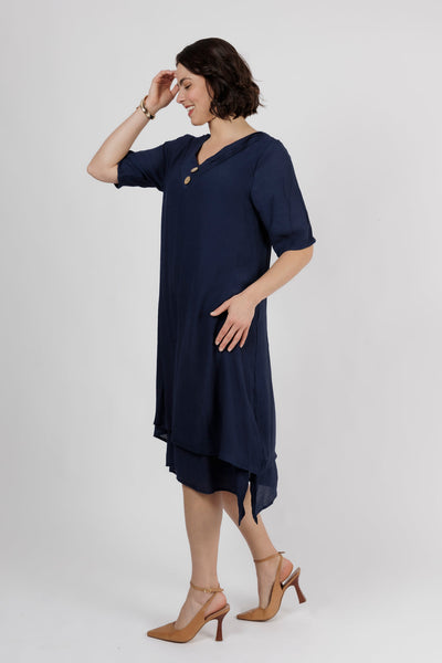 Kim Half Sleeve Dress Navy