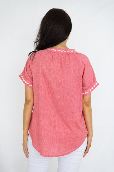 Carla Embroidery Linen Top