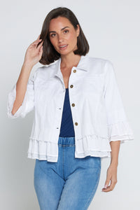 Myna Cropped Denim Jacket White