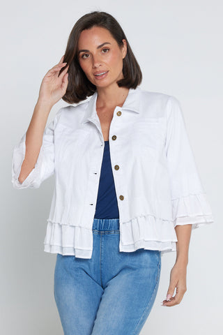 Myna Cropped Denim Jacket White