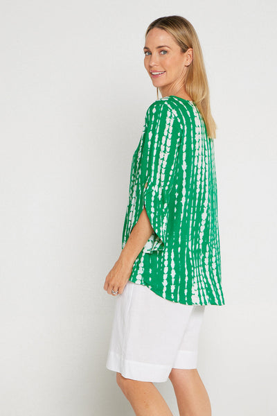 Paula Abstract Print Top Green