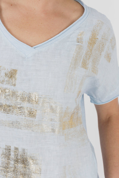 Dayne Gold Brushed Top Sky Blue