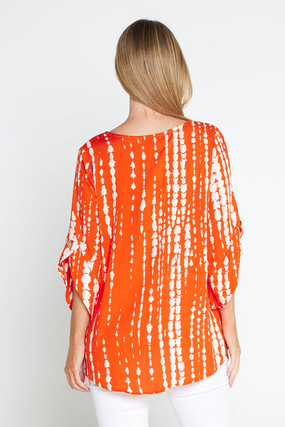 Paula Abstract Print Top Orange