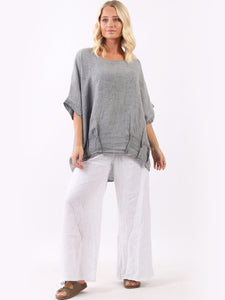 Farida Linen Top Grey