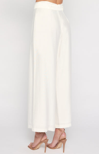 Rana Paper-bag Buckle Belt Pants White