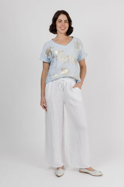 Dayne Gold Brushed Top Sky Blue