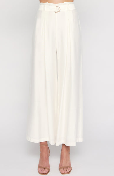 Rana Paper-bag Buckle Belt Pants White