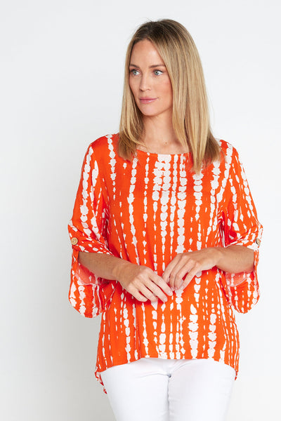 Paula Abstract Print Top Orange
