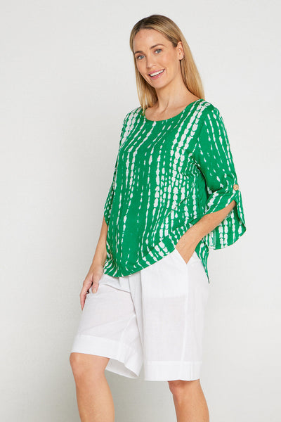 Paula Abstract Print Top Green