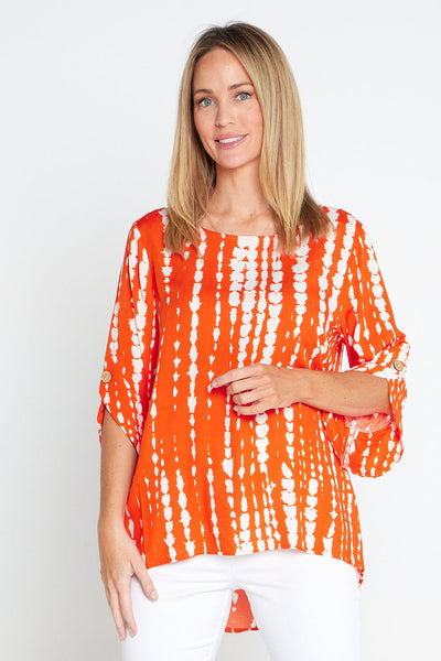 Paula Abstract Print Top Orange