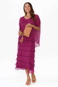 Silk Overlay Dress Magenta