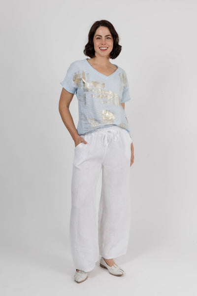 Dayne Gold Brushed Top Sky Blue