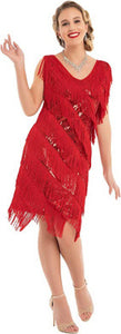 Ramona Fringe Flapper Dress Red