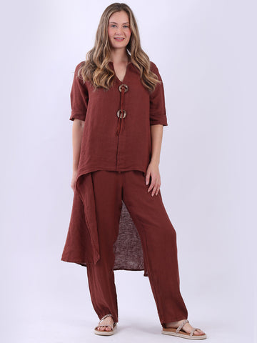 Lia Linen Pants Burgundy