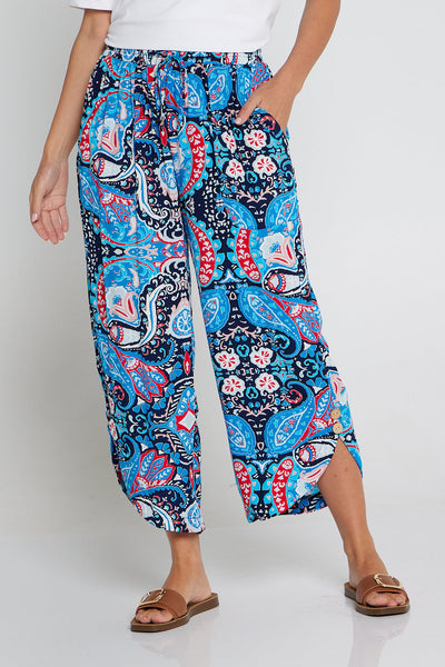 Zeiden Paisley Print Pants Blue