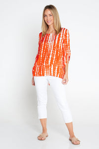Paula Abstract Print Top Orange