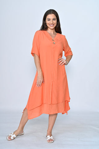 Kim Half Sleeve Dress Orange