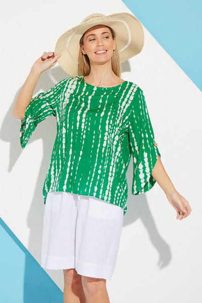 Paula Abstract Print Top Green