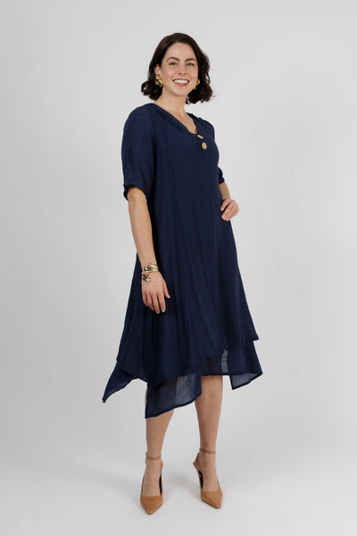 Kim Half Sleeve Dress Navy