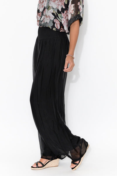 Pera Silk Pants Black