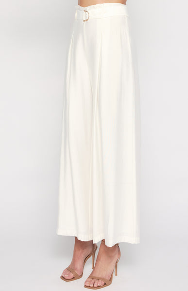 Rana Paper-bag Buckle Belt Pants White