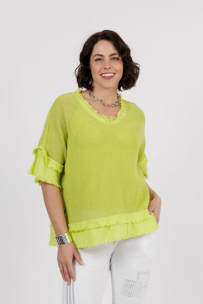 Dora Mesh Cotton Top Lime
