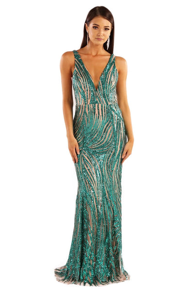 Verona Sequins Dress Emerald
