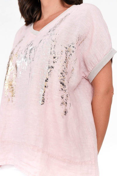 Sienna Foil Print Top Pink