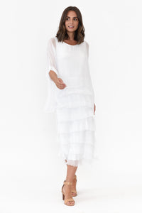 Silk Overlay Dress White
