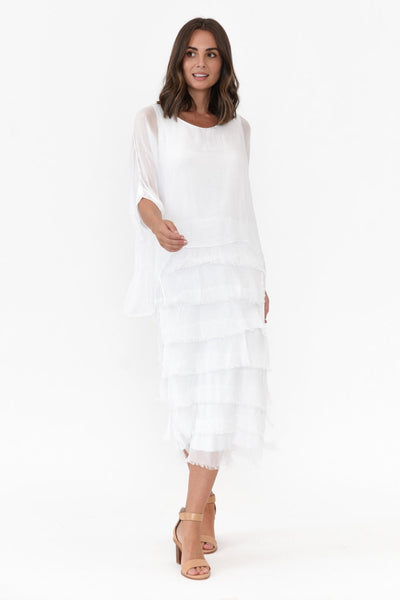Silk Overlay Dress White