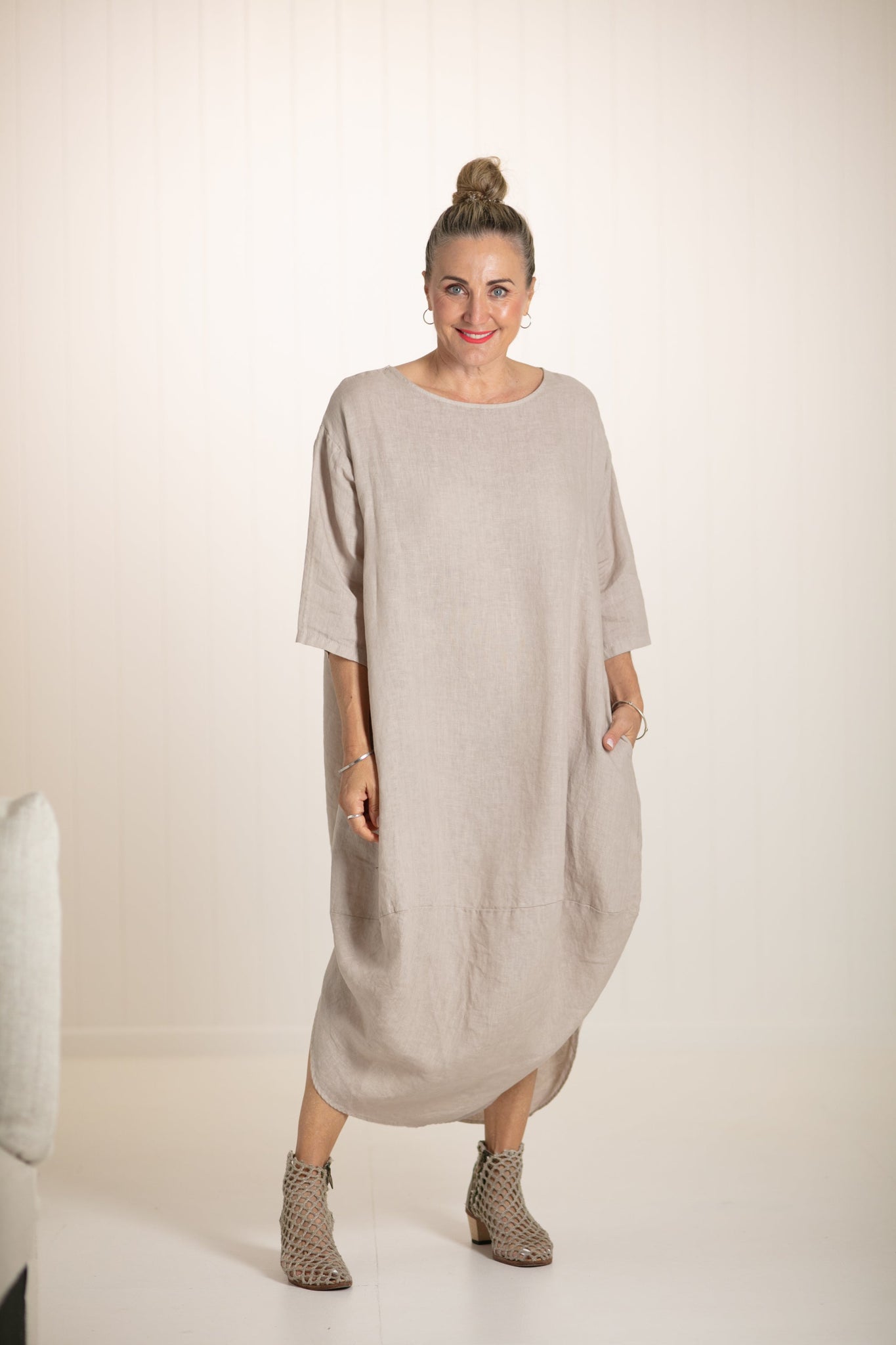 Scallop Linen Dress