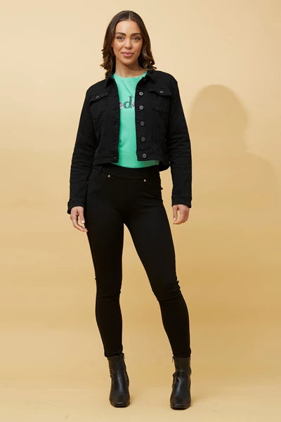 Sequin Wing Detail Denim Jacket Black