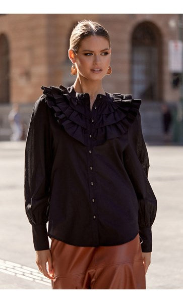 Hera Ruffled Shirt Black