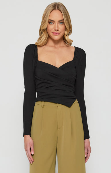 Leah Asymmetrical Hem Top Black