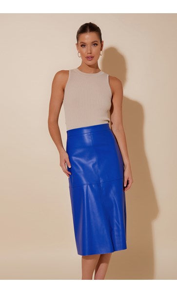Faux leather pencil skirt blue sales
