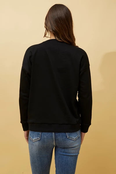 Evil Eye Sequin Sweatshirt Black
