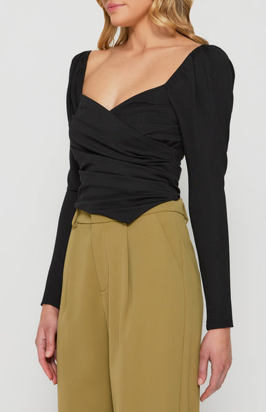 Leah Asymmetrical Hem Top Black